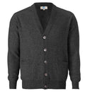 dunkelgraue Kaschmir Strickjacke mit Seitentaschen, zugeknöpft