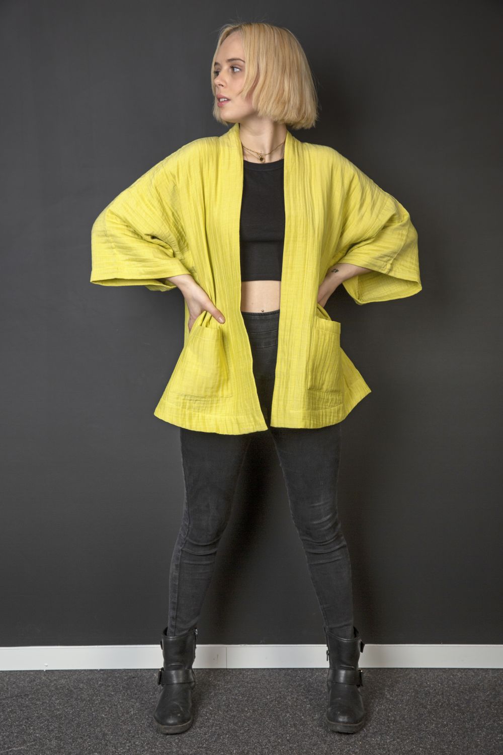 Kimono-Jacke, gelb