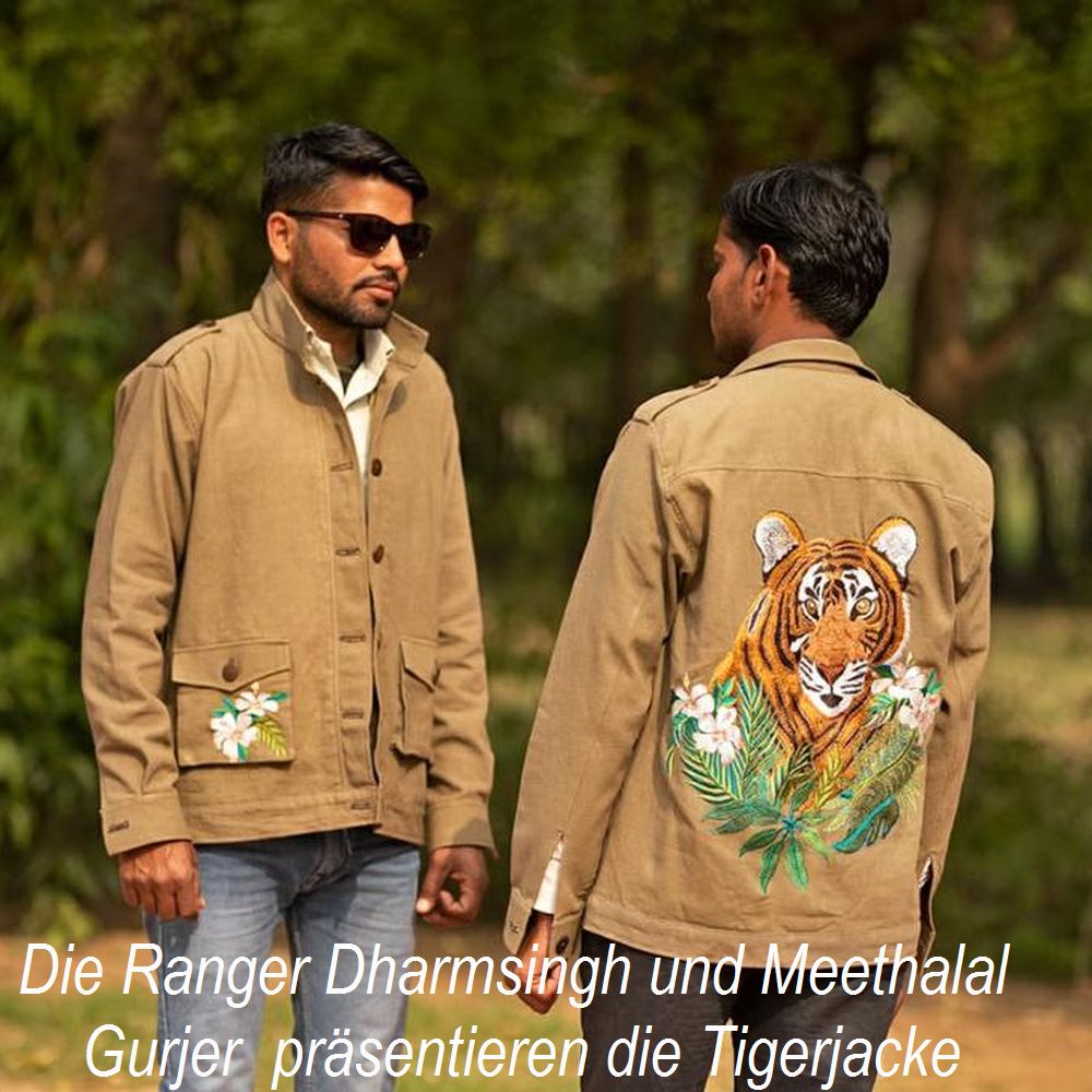 Jacke mit Tigerkopfstickerrei