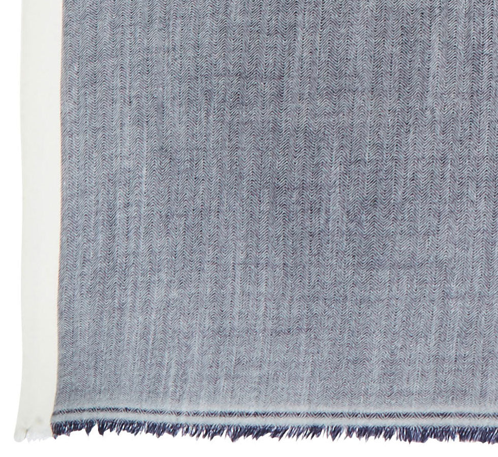 close-up of the grey scarf