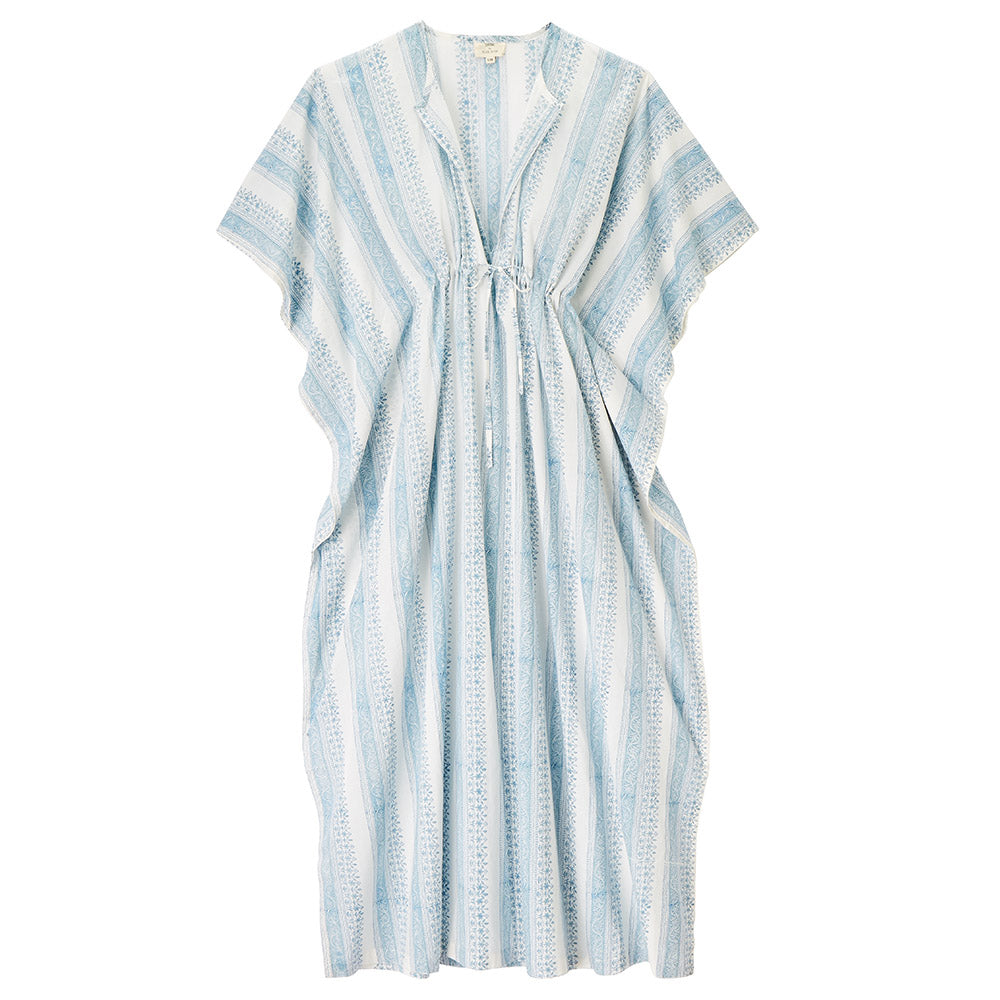 blau weiß gestreiftes Oversized Sommerkleid mit Tunnelzug