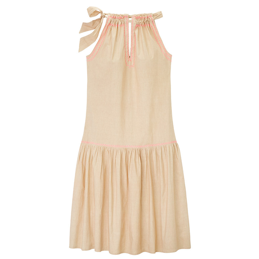 Neckholder-Kleid, Midi, reine Baumwolle
