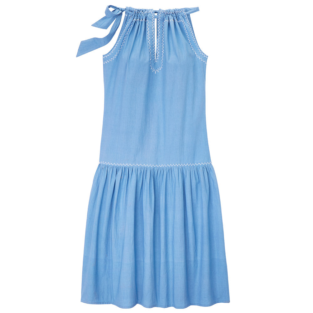 Neckholder-Kleid, Midi, reine Baumwolle