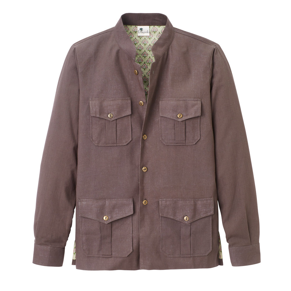 Brown jacket with chest and side pockets