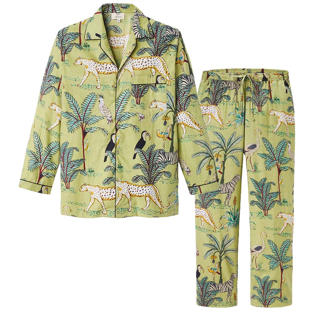 hellgrüner Pyjama miit Animal Print