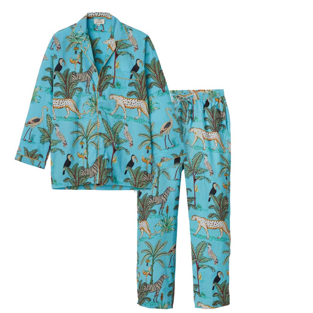 Pyjama, reine Baumwolle, von Hand bedruckt
