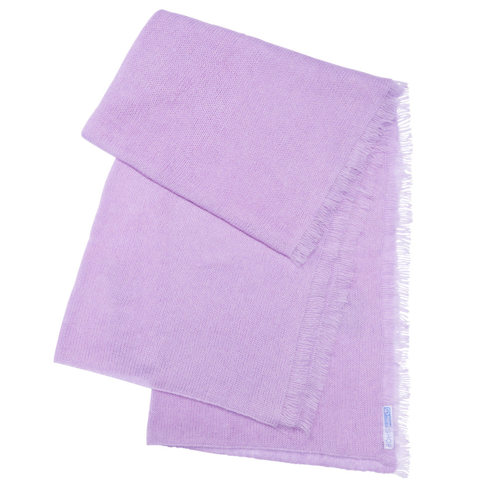 A lilac-coloured scarf, laid out.
