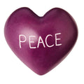 lila Herz mit weißer Schrift "Peace"