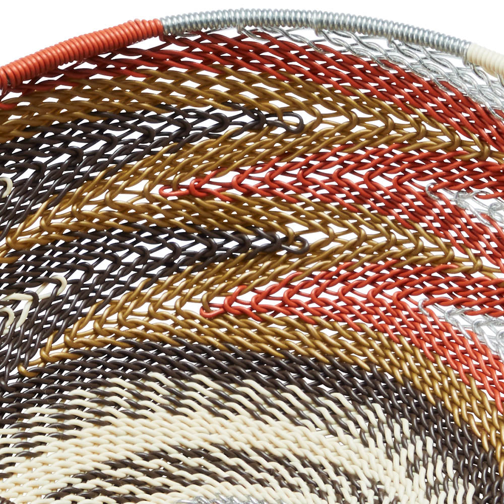 Telefondrahtkorb braun, Spirale beige, schwarz, weiß