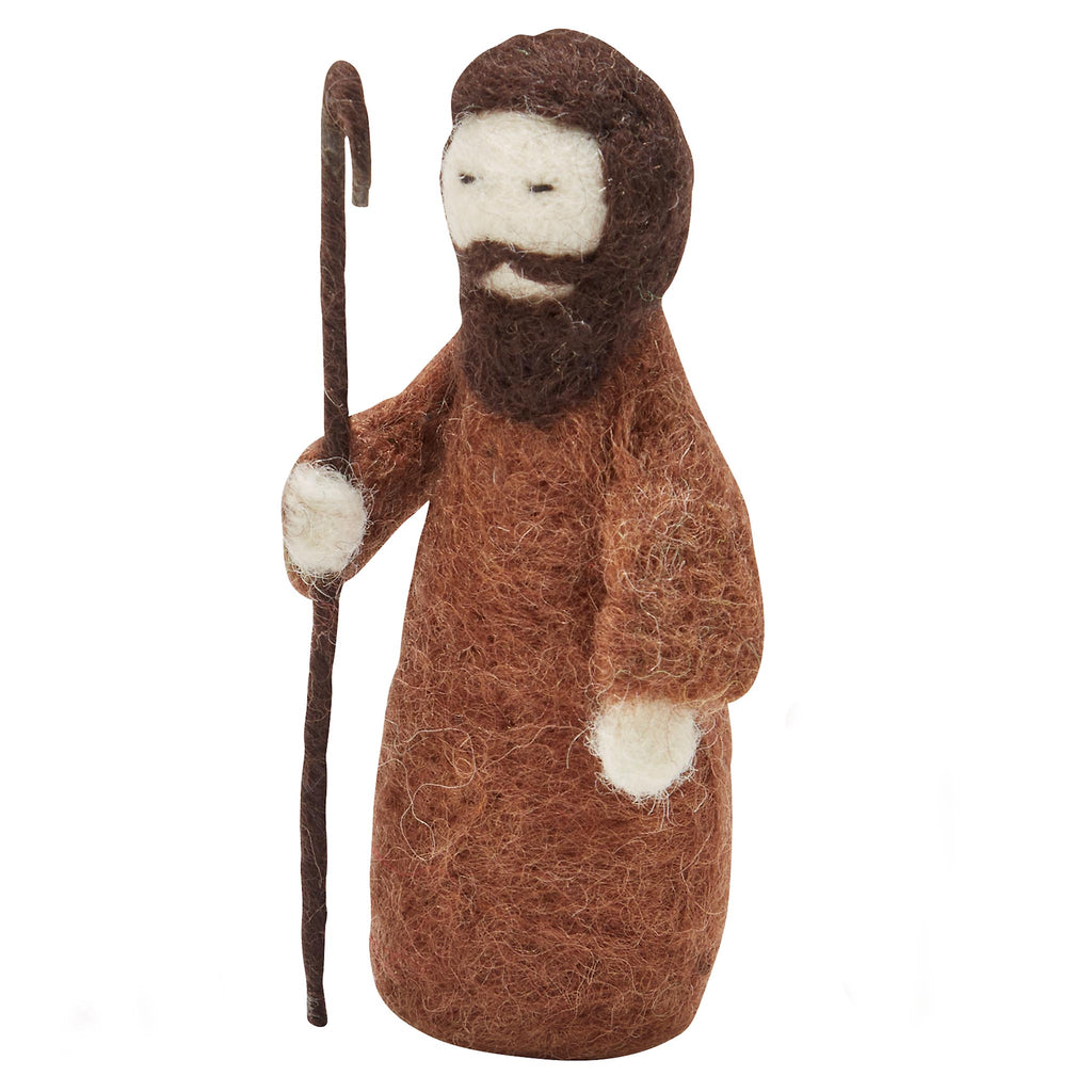Figur Josef, stehend mit Stab in der Hand.