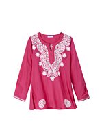 rosa Tunika mit weißer Stickerei