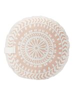 Yogakissen in rosa mit klarem Mandala Muster. In der Mitte ist ein Stern mit vielen Zacken.