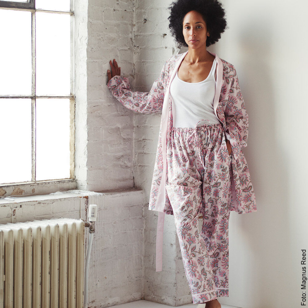 Hausanzug mit Blumenmuster, reine Baumwolle-0