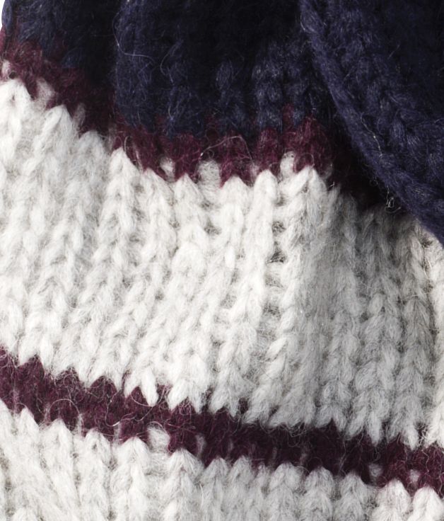 Schal - hellgrau mit dunkelblauen Streifen-1