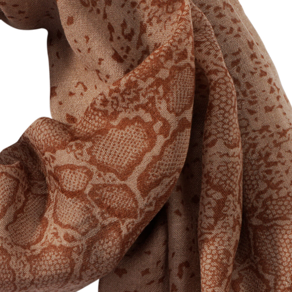 Wollschal mit Schlangenmuster, braun-3