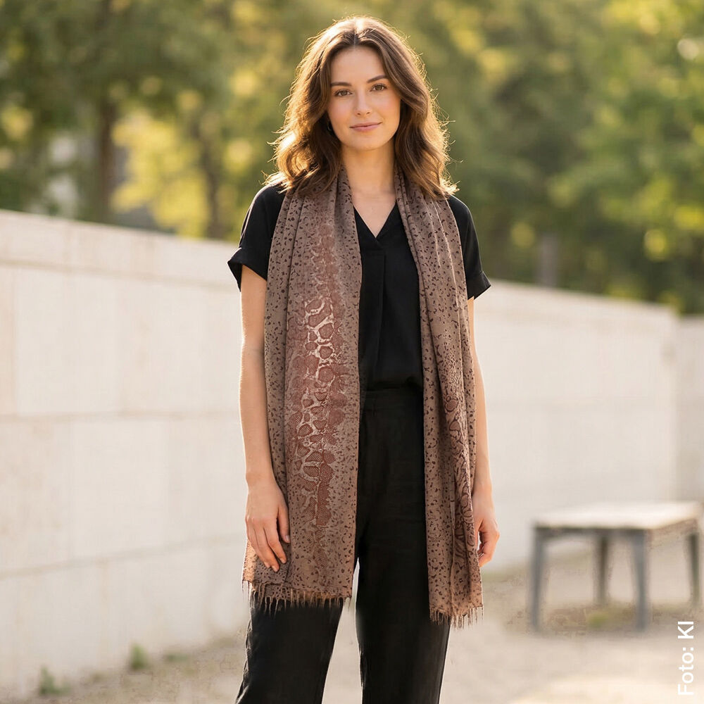 Wollschal mit Schlangenmuster, braun-1