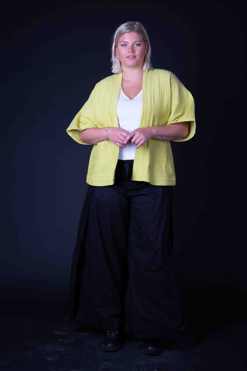 Kimono-Jacke, gelb-1