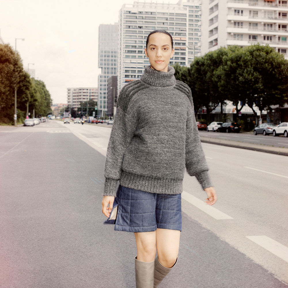 Alpaka-Pullover, handgestrickt grau-1