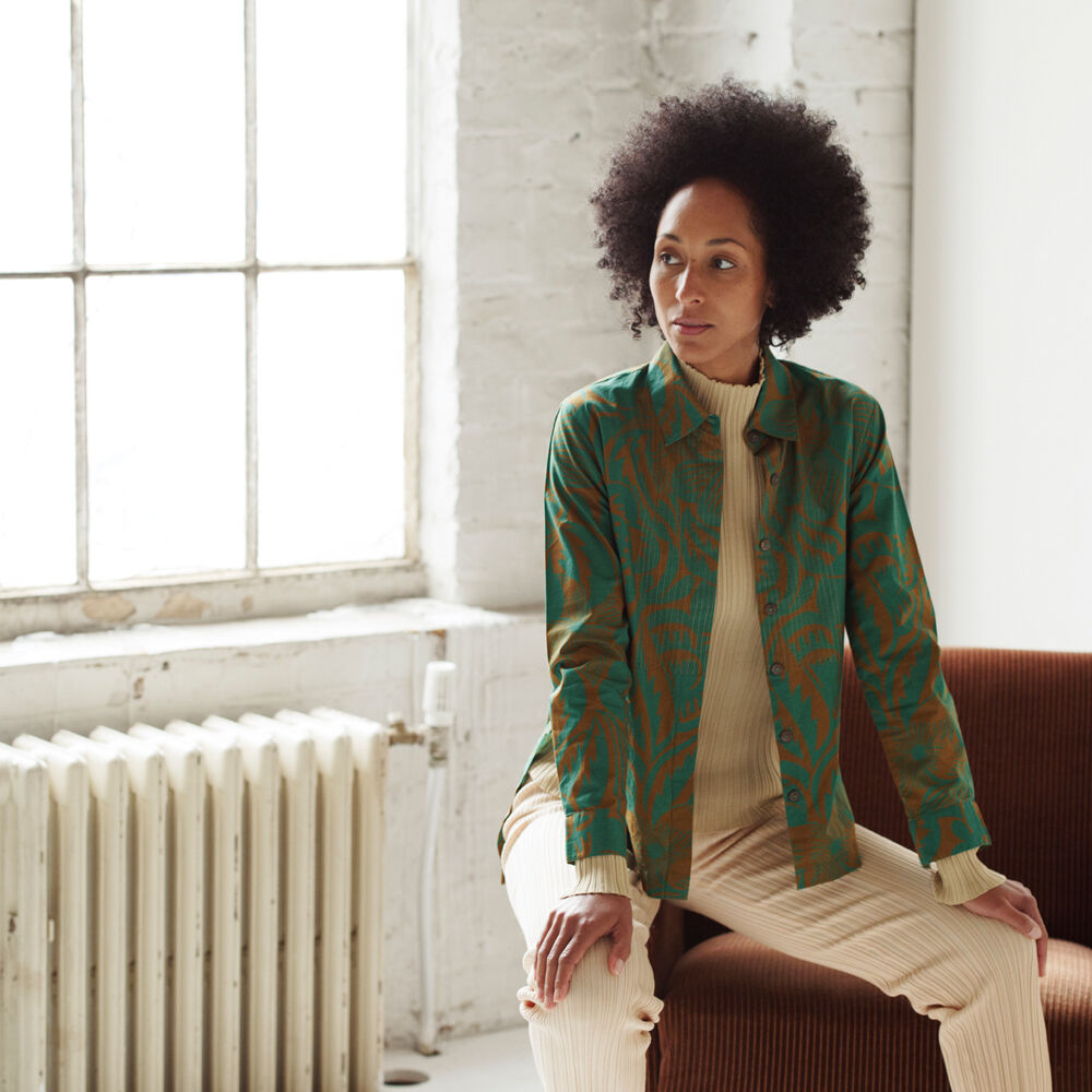 Bluse mit Blätterprint-0