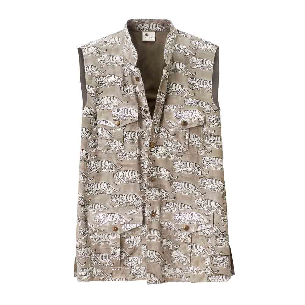 Unisex Weste, Tigermuster, reine Baumwolle-0