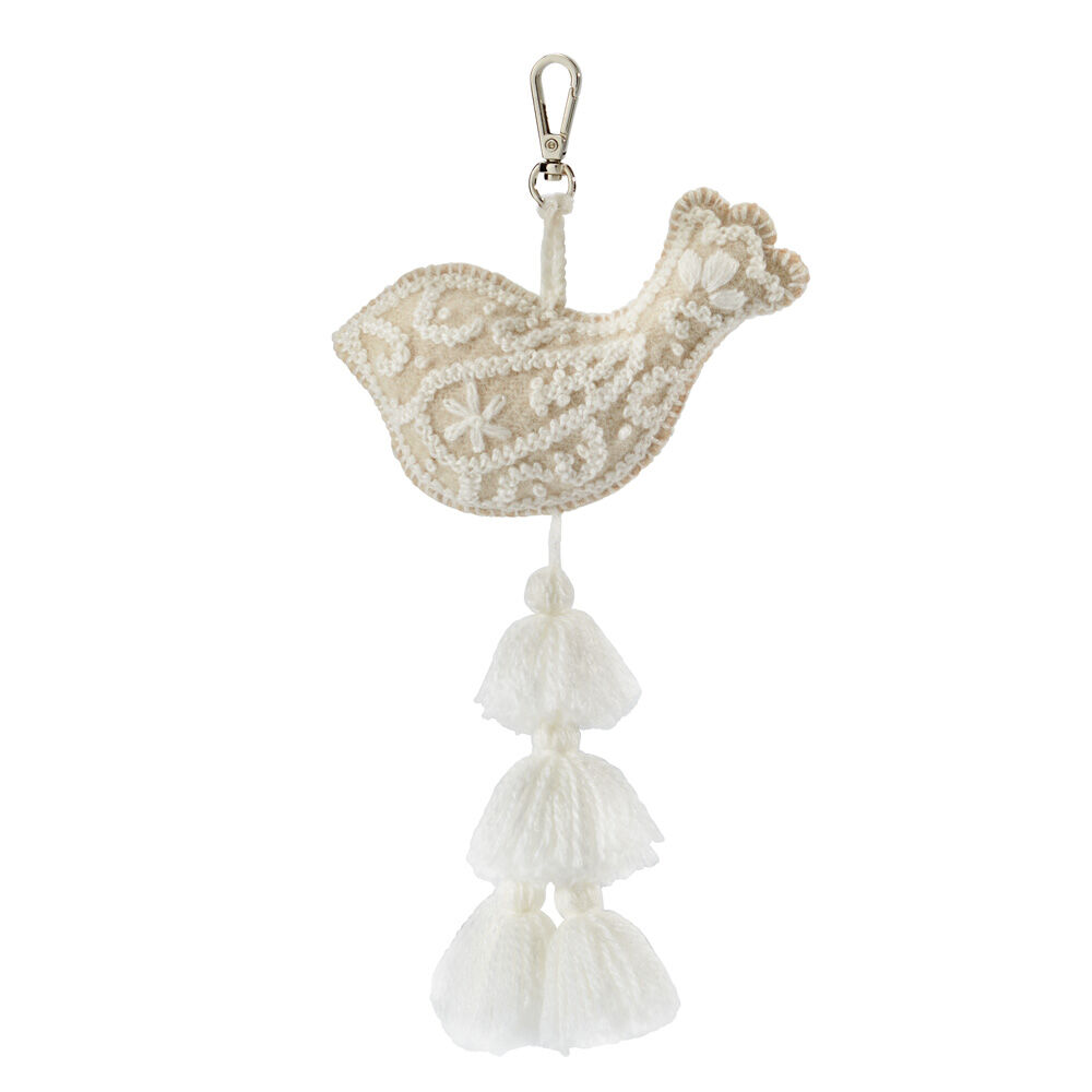 Schlüsselanhänger Friedenstaube, reine Wolle-0