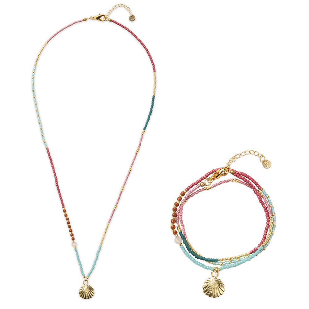 Muschelkette mit Rosenquarz-0