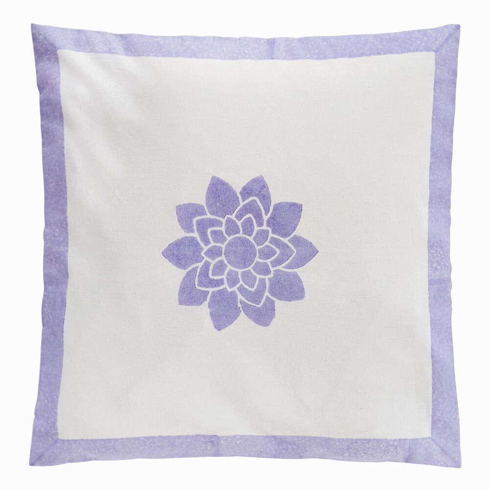 Kissenhülle mit Lotusblumen-Print, flieder, 50 x 50-0