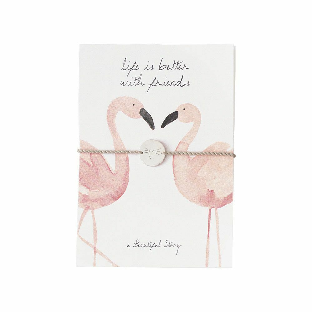 - fairtrade bestellen Flamingo im Plan Armband, online Shop Freunschaftskarte mit