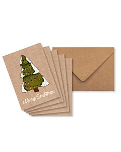 5er Set Plan Weihnachtskarten - Tannenbaum mit 
