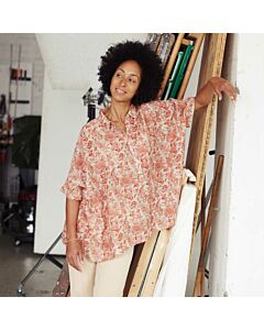 Boxy-Bluse mit Toile-de-Jouy-Muster
