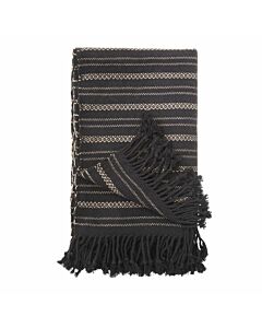 Schweres Plaid mit Fransen, schwarz