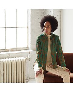 Blouse with leaf print