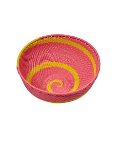 Telephone wire basket, spiral pink-yellow