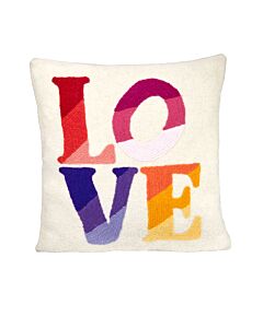 Kissenhülle mit Stickerei LOVE, von Hand bestickt,  reine Wolle