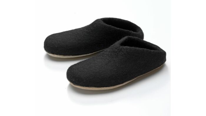 Black felt slippers