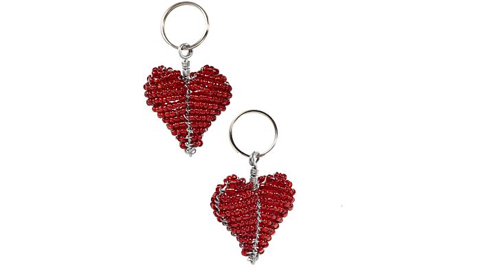 keychain beads, heart