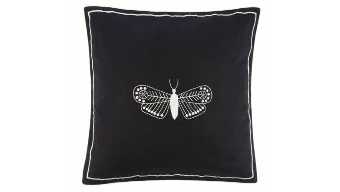 Cushion cover with insect embroidery