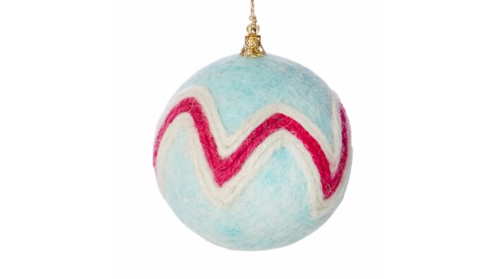 Filzweihnachtskugel Wellemuster