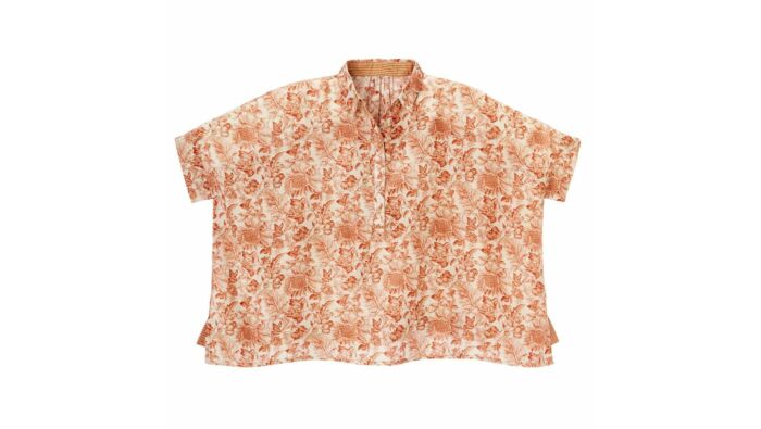 Boxy-Bluse mit Toile-de-Jouy-Muster