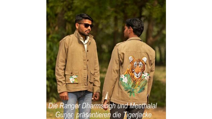 Jacke mit Tigerkopfstickerrei