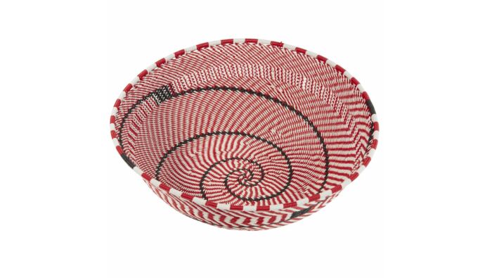 Handwoven telephone wire basket, big, red