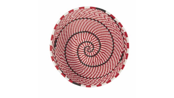 Handwoven telephone wire basket, small, red