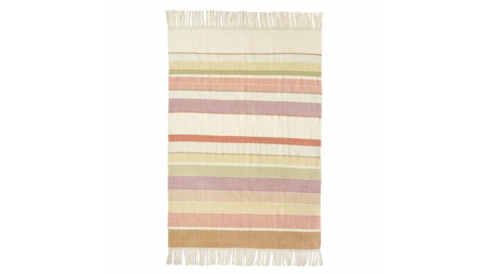 Handgewebtes Alpaka-Plaid, bunte Streifen