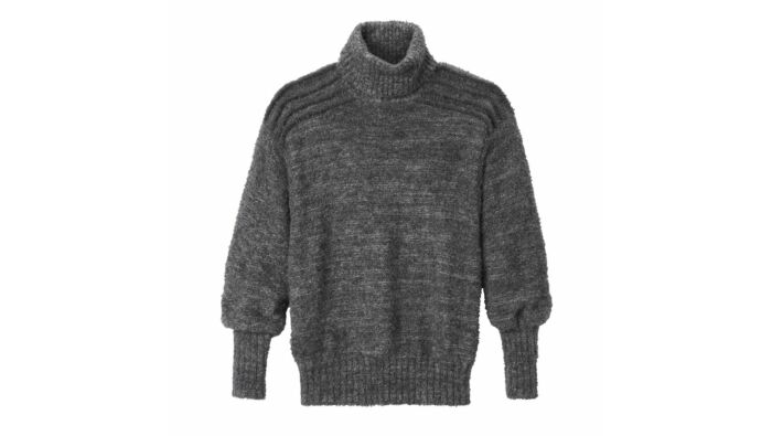 Handgestrickter Alpaka-Pullover, grau