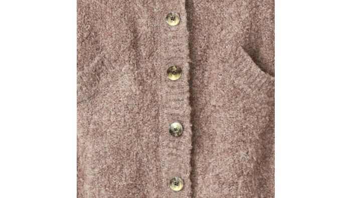 Bouclé-Strickmantel mit Knopfleiste