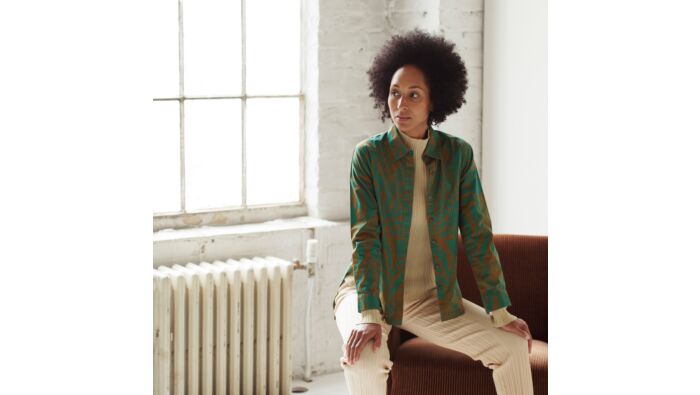 Blouse with leaf print