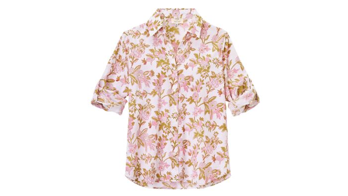 Bluse mit Blumenmuster, reine Baumwolle