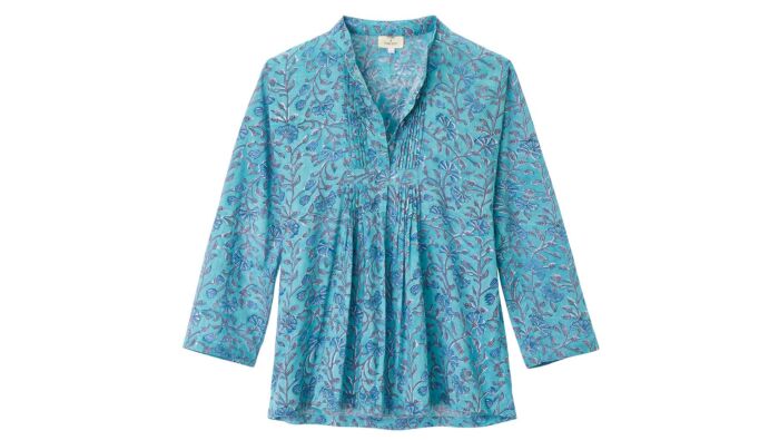 Pleated blouse with floral print