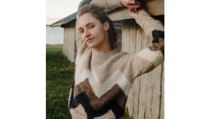 Alpaka Pullover, handgestrickt, naturfarben