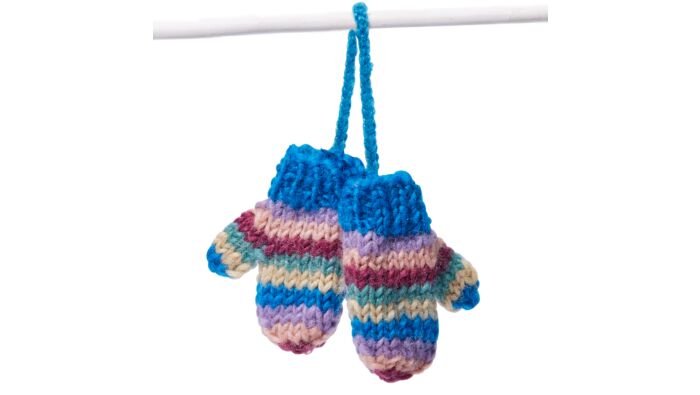 Decorative hanger, hand-knitted, gloves